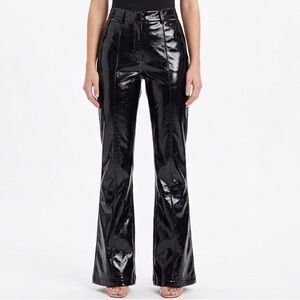 7 For All Mankind Shiny Glossy Black Faux Leather Bootcut Pants S